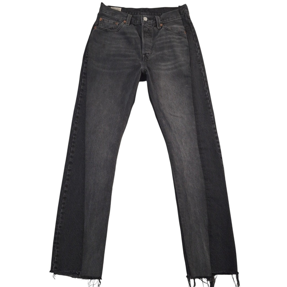 Levis Premium 501 Original Fit Two Tone Black Grey Jeans Raw Hem W28 L32 A4704